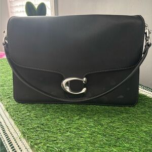 Coach Black Leather Shoulder Bag with Silver Hardware Tabby 30